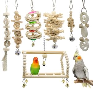 7pcs Bird Toys Cockatiel Parrot Toys And Accessories Perch primary color parkiet speelgoed jouet perroquet