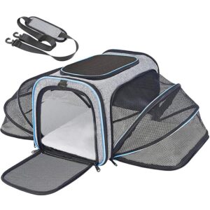 Cat Carriers & Bags Pet Airline Approved Expandable Foldable Soft Dog Carrier 5 Open Doors Reflective Tapes Cat Travel Bag