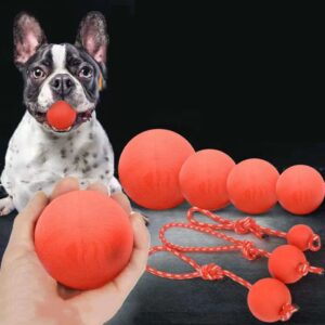 Dog Training Interactive Bite-resistant Rubber Ball With Rope Solid Elastic Ball Teddy Big Dog Horse Dog Molar Toy Ball Pet Toy