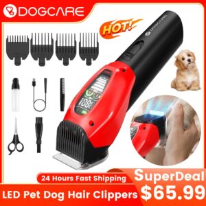 DOGCARE PC01 Dog Clipper Hair Trimmer Grooming Cutting Machine LED Display With Light Pet Dog Grooming Equipment Hair Clipper