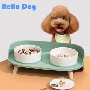 Semi Enclosed Anti Spill Raised Dog Cat Bowl Protects Cat’s Vertebra Cat Bowl Feeds Food and Water in One-desigh Pet Accessories